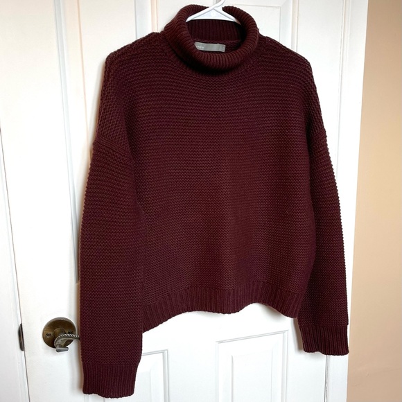 VINCE Women’s Cashmere & Wool Cowl Neck Sweater in Cordovan - Picture 5 of 11